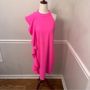 Jade hot pink ruffle side sleeveless dress- Size M